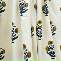 Curtains with floral pattern on a white background