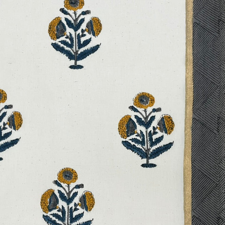 Patterned fabric with floral design on a white background