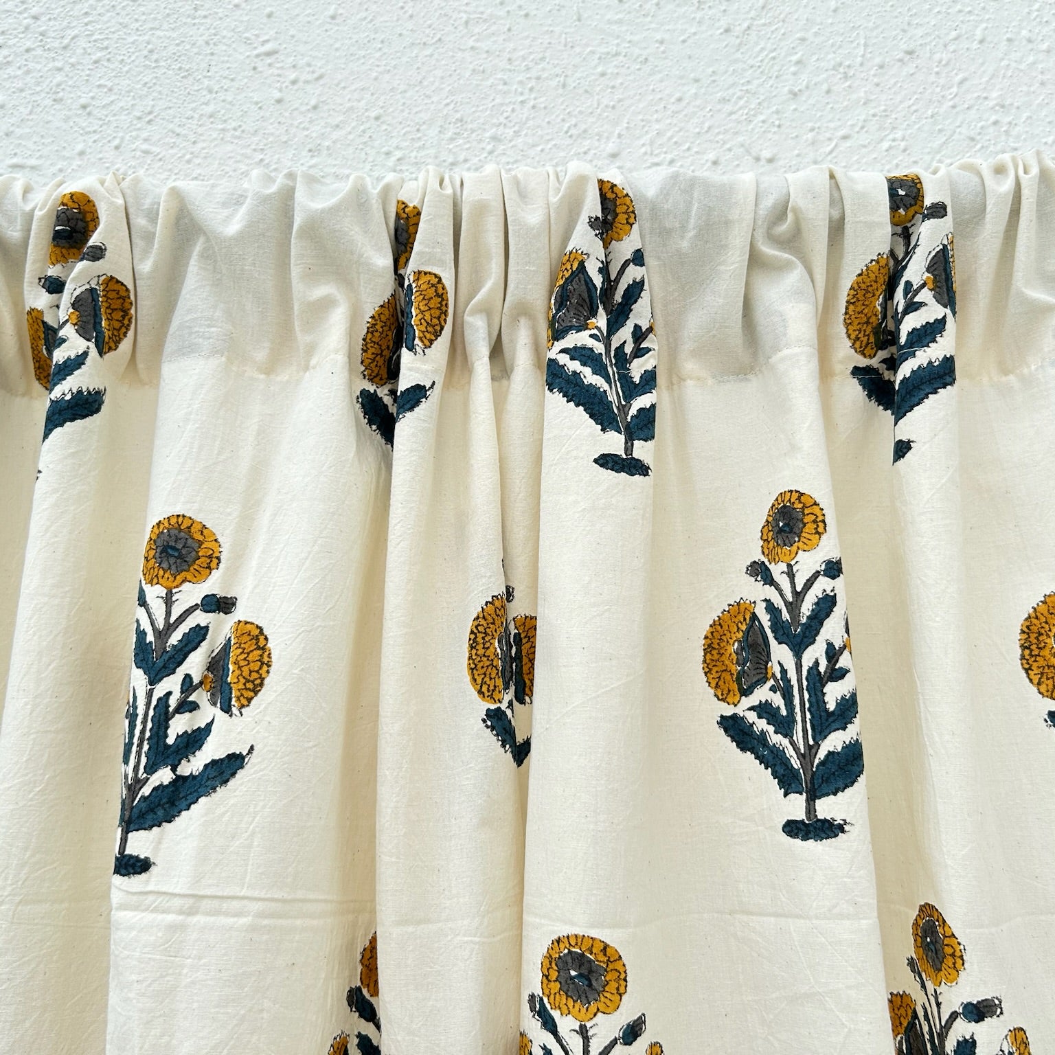 Curtain with floral pattern on a white background