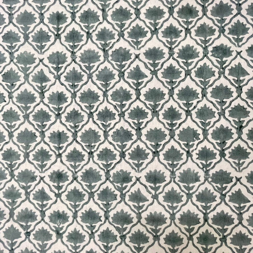 Patterned fabric with geometric design on a white background
