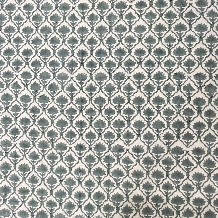 Patterned fabric with geometric design on a white background