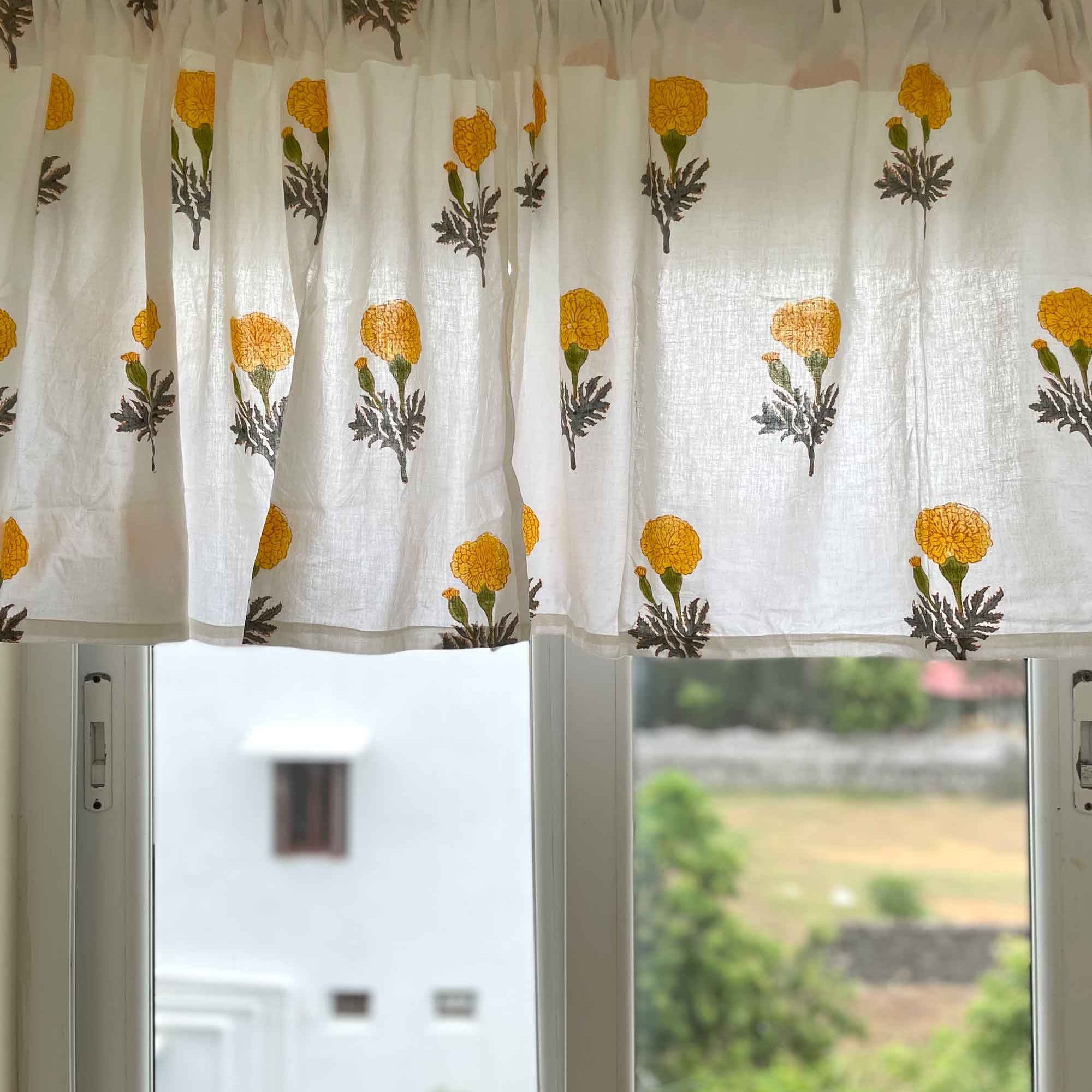 Yellow floral kitchen valance