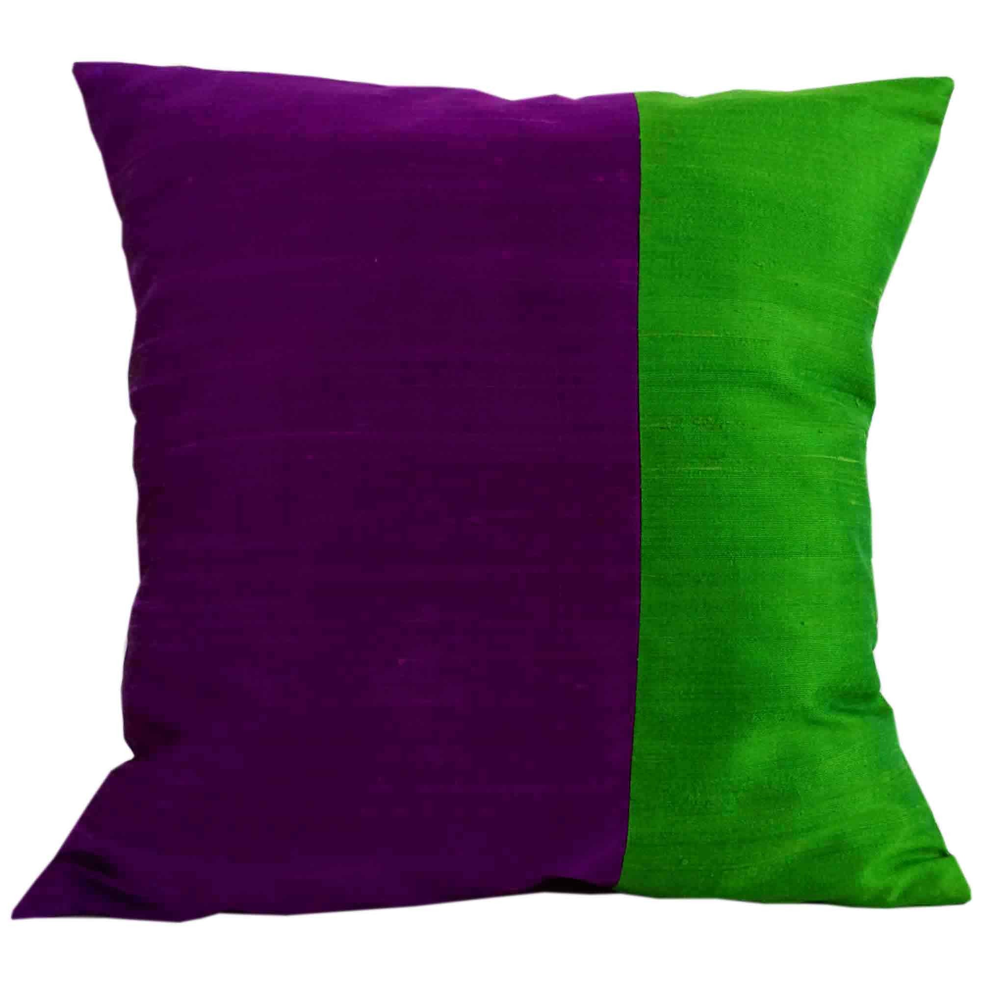 Purple Emerald Green Pillow Raw Silk Pillow Cover Buy Online from India
