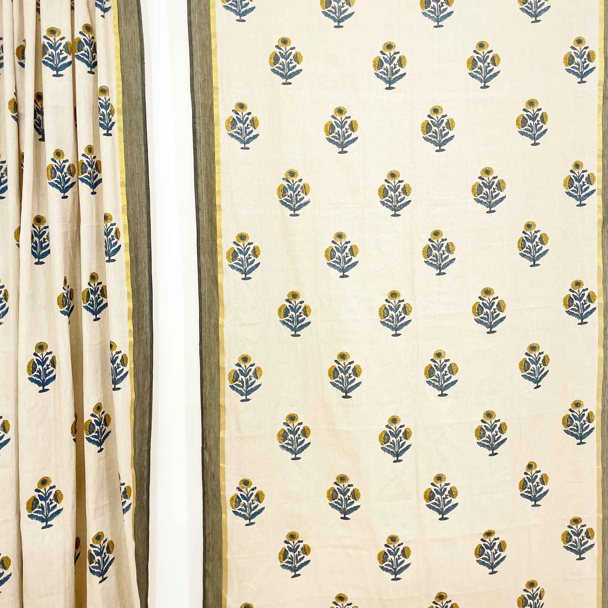 Grey and Mustard Organic Cotton Curtains