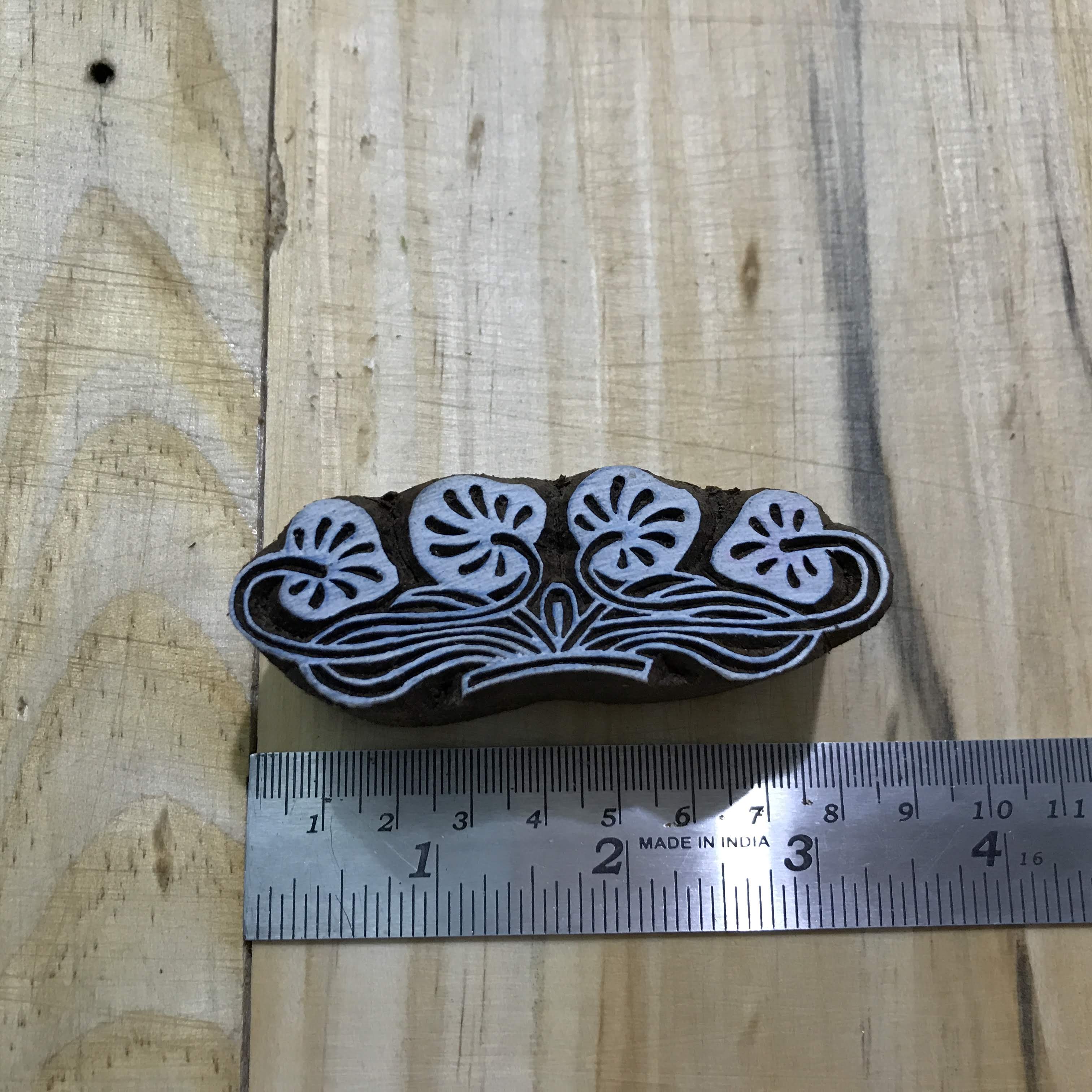 Lilly pad hand carved wooden stamp