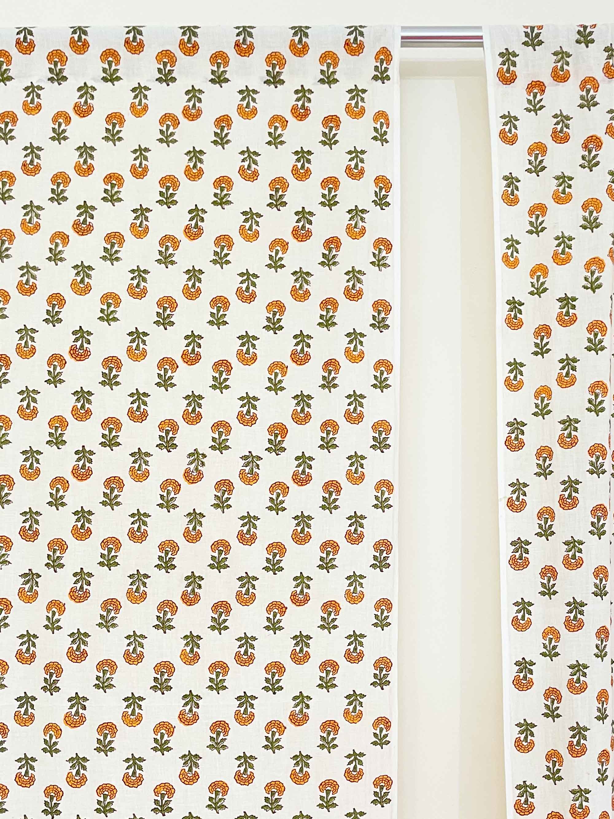 Indian cotton block print curtains