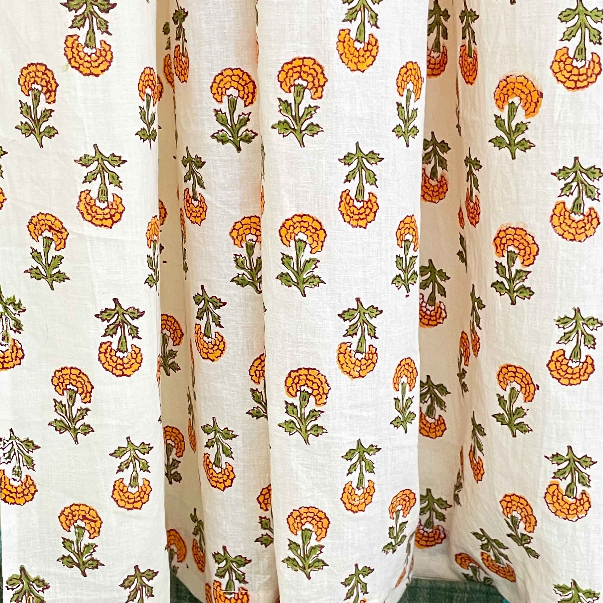 marigold floral cotton curtains