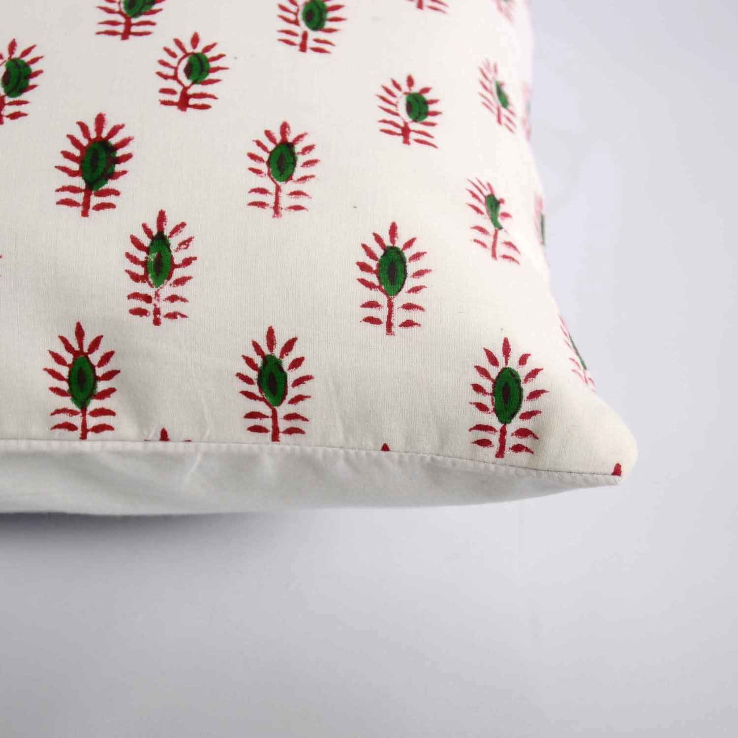 white and Green Soft Cotton Pillow Cover