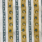 striped floral pattern with yellow, and blue colors on a white background
