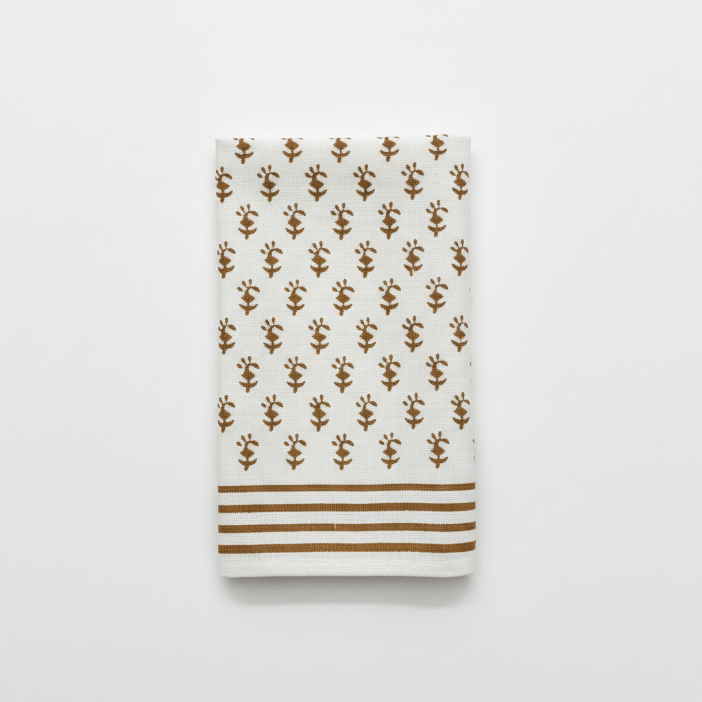Notebook with a floral pattern and brown stripes on a white background
