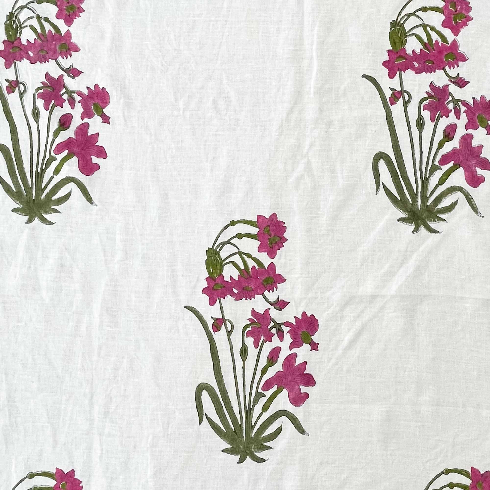 Handloom Linen Block Printed Fabric