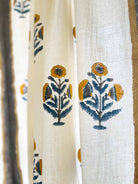 Hand Block Printed Teal and Mustard Curtains