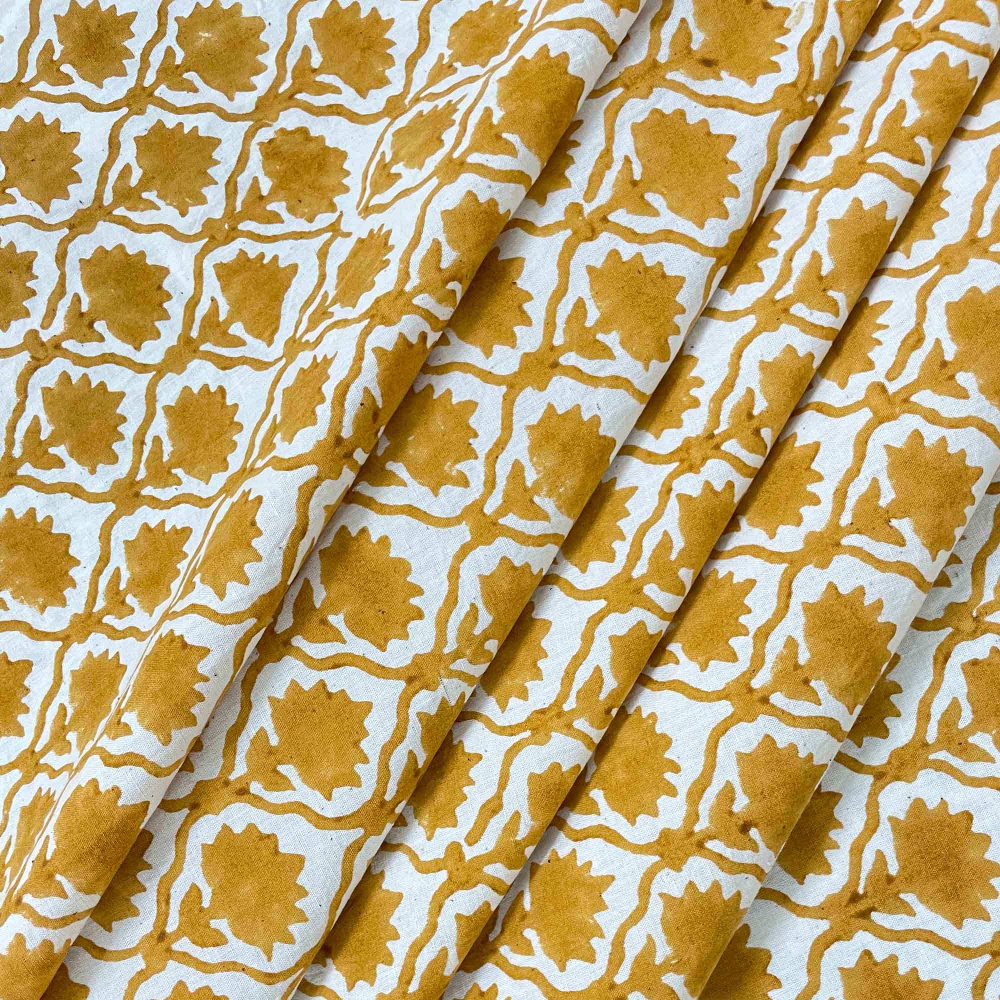 Mustard Kalamkari Cotton By Yard