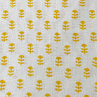 Yellow Hand Block Printed Linen Fabric