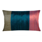 Teal and Rust Raw Silk Lumbar Pillow Cover Buy From DesiCrafts