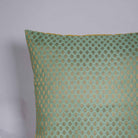 Teal and Gold Polka Dots Silk Cushion Cover