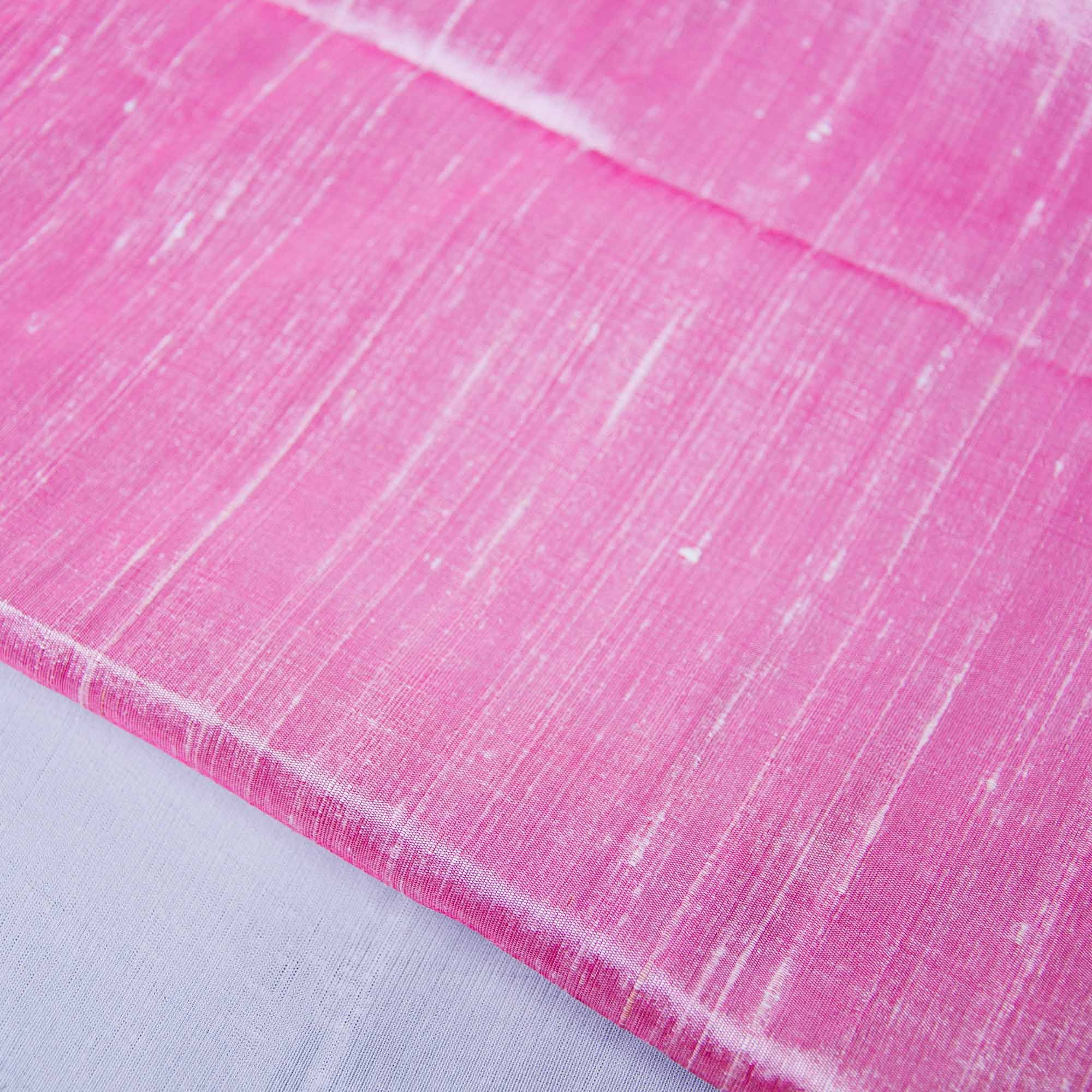 Baby pink pure raw silk fabric buy online from India