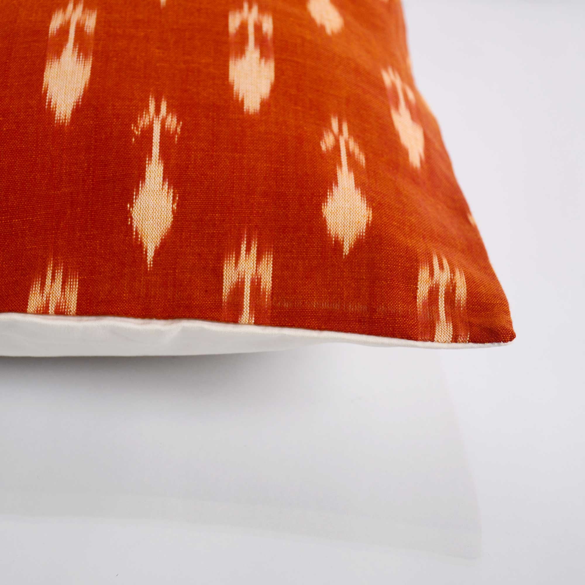 Rust and Beige handloom ikat cushion cover