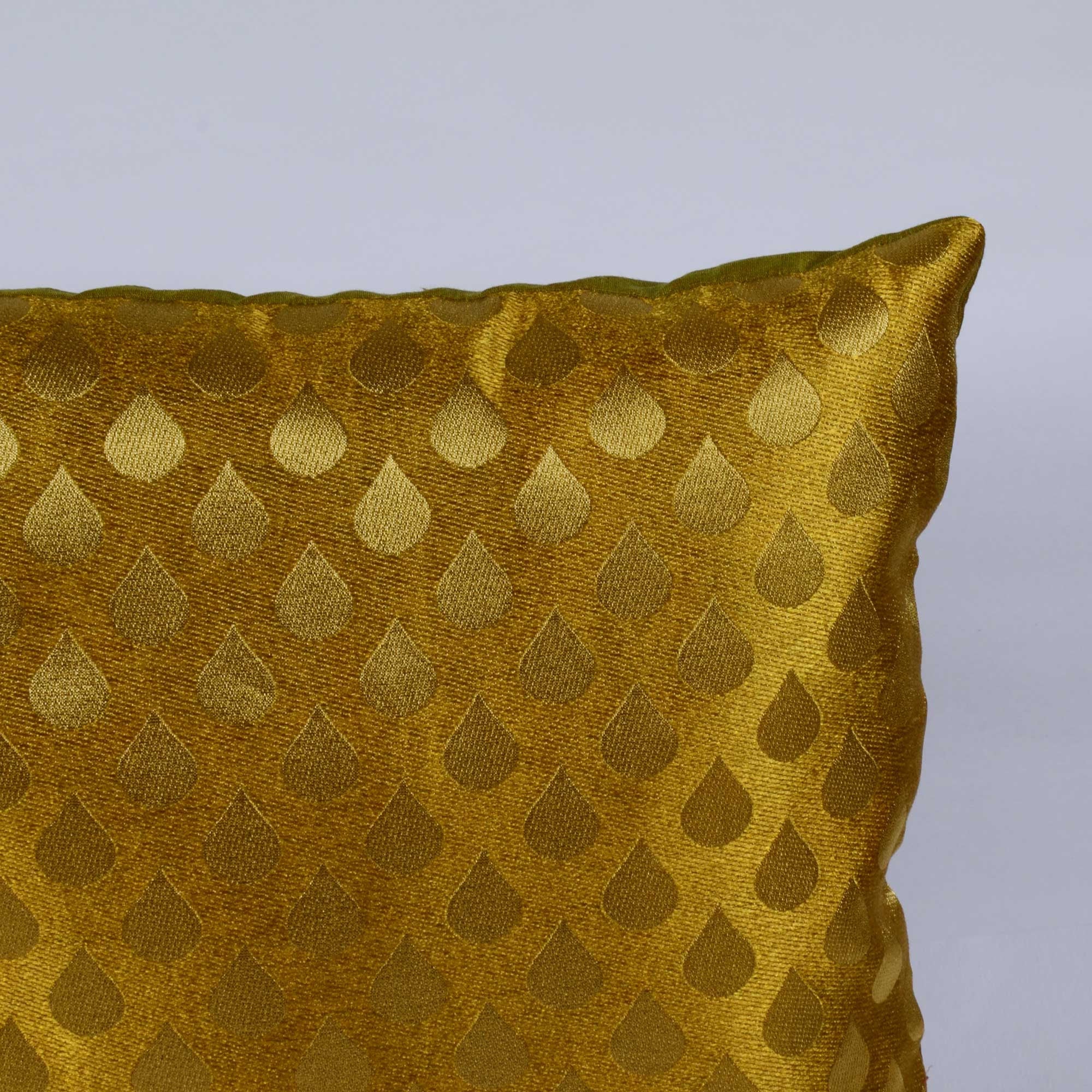 Buy Online Mustard Olive Brocade Silk Cushion Cover 