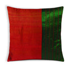 Green and Red Raw Silk Kantha Pillow Cover