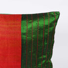 Green and Red Raw Silk Kantha Pillow Cover Buy Online From India