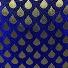 Gold and Navy Tear Drop Jacquard Silk Cushion Cover