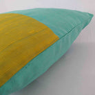 mustard and teal raw silk cushion cover