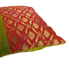 Olive and Orange Floral Raw Silk Lumber Pillow Cover