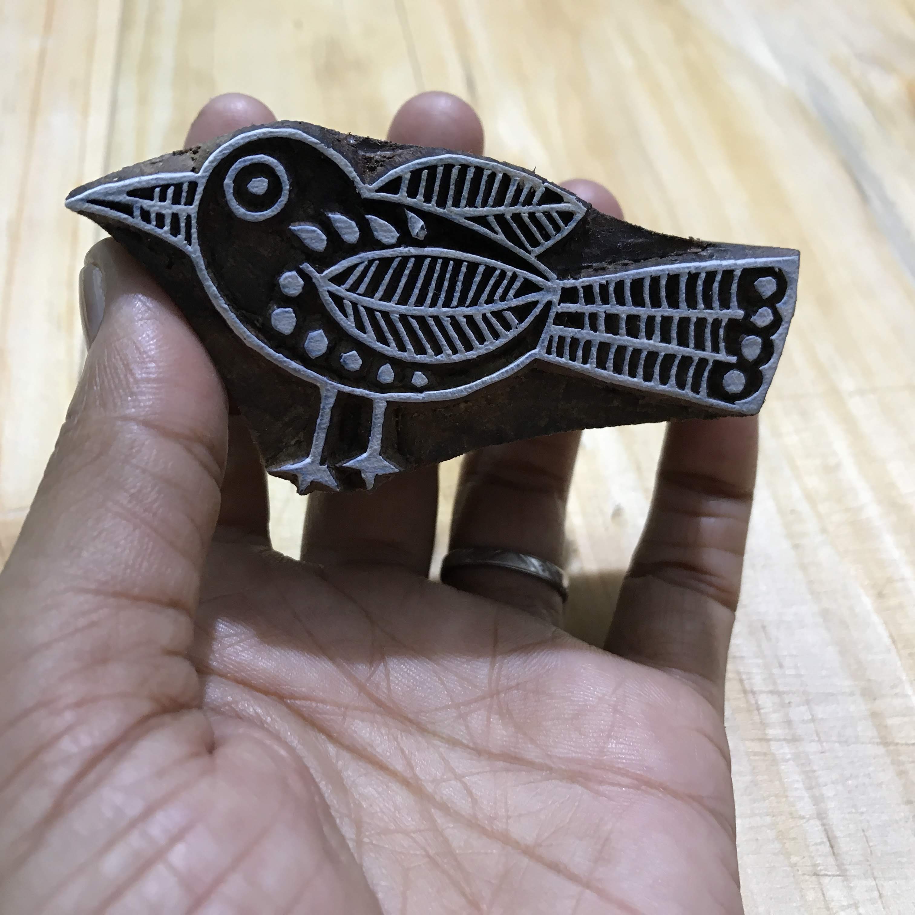 Scandinavian Bird Textile Printing Wooden Stamp