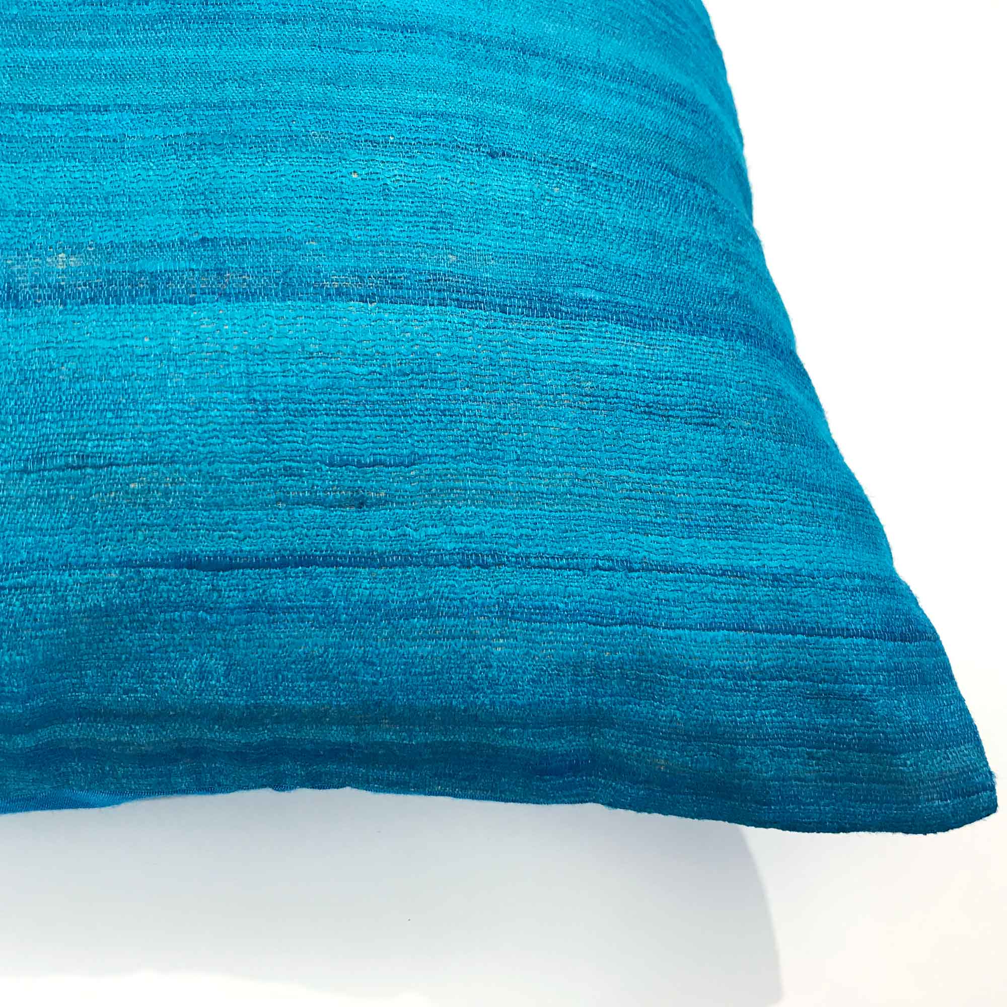 Teal Tussar Silk Pillow Cover