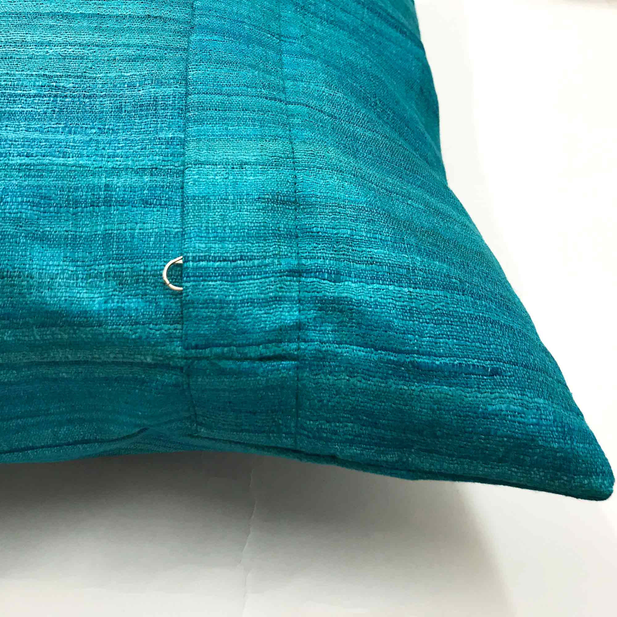 Teal Lumbar Silk Pillow Cover