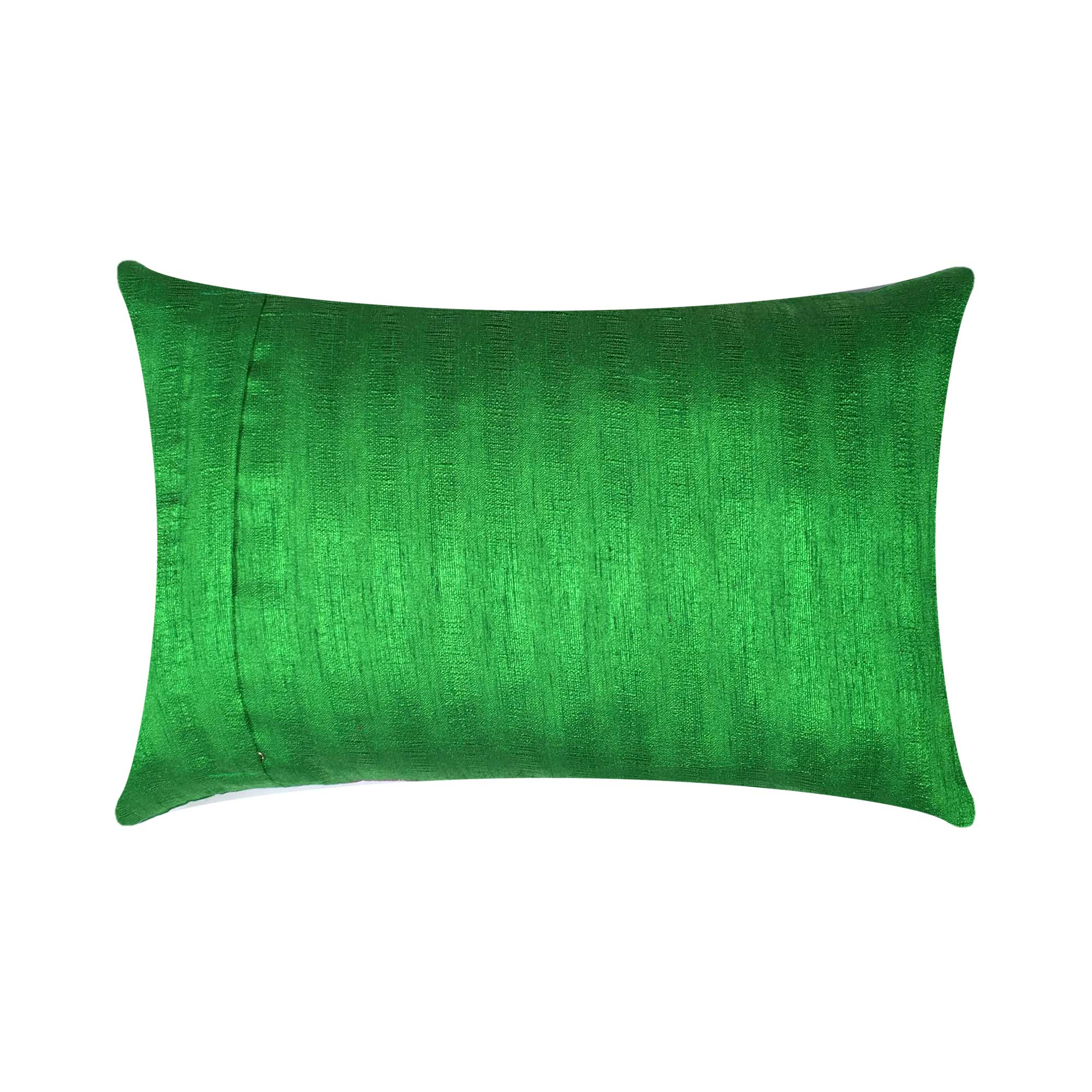 Green and Hot Pink Ikat Raw Silk Lumbar Cushion Cover Buy Online from DesiCrafts