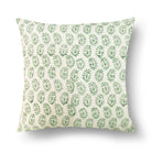 White Green Paisley Print Cotton Cushion Cover