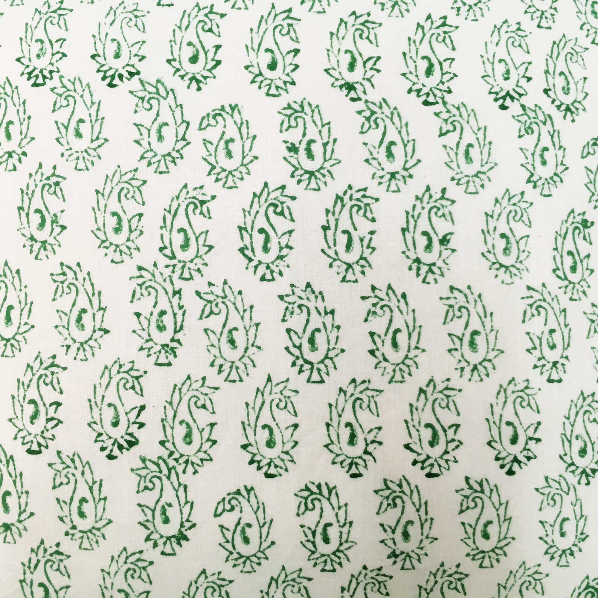 White Green Paisley Print Cotton Cushion Cover