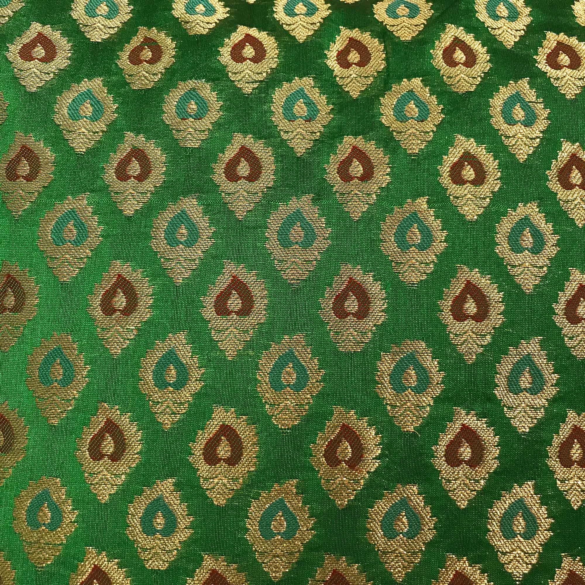 Green and Gold Banarasi Silk Cushions