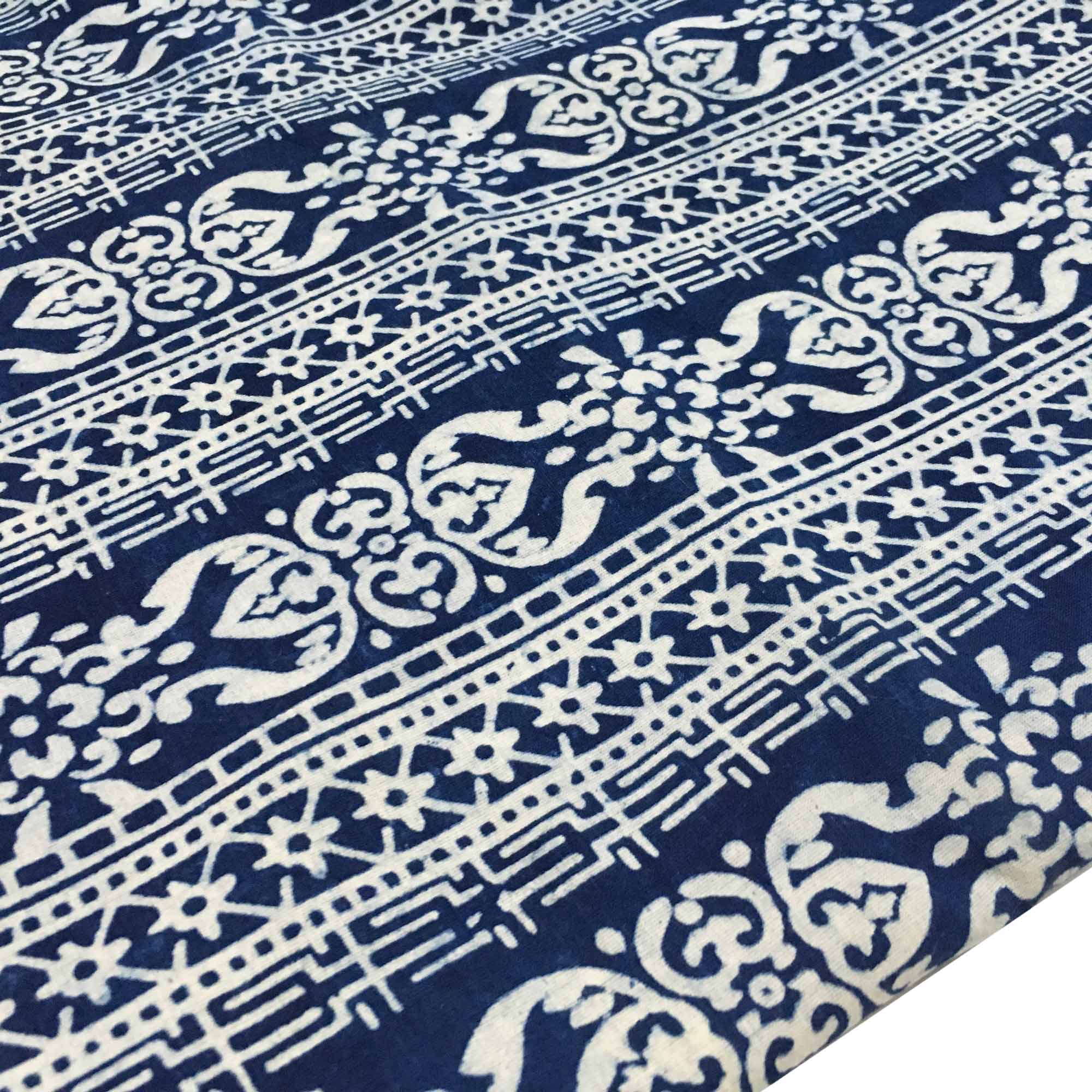 Indigo stripes natural cotton fabric buy online