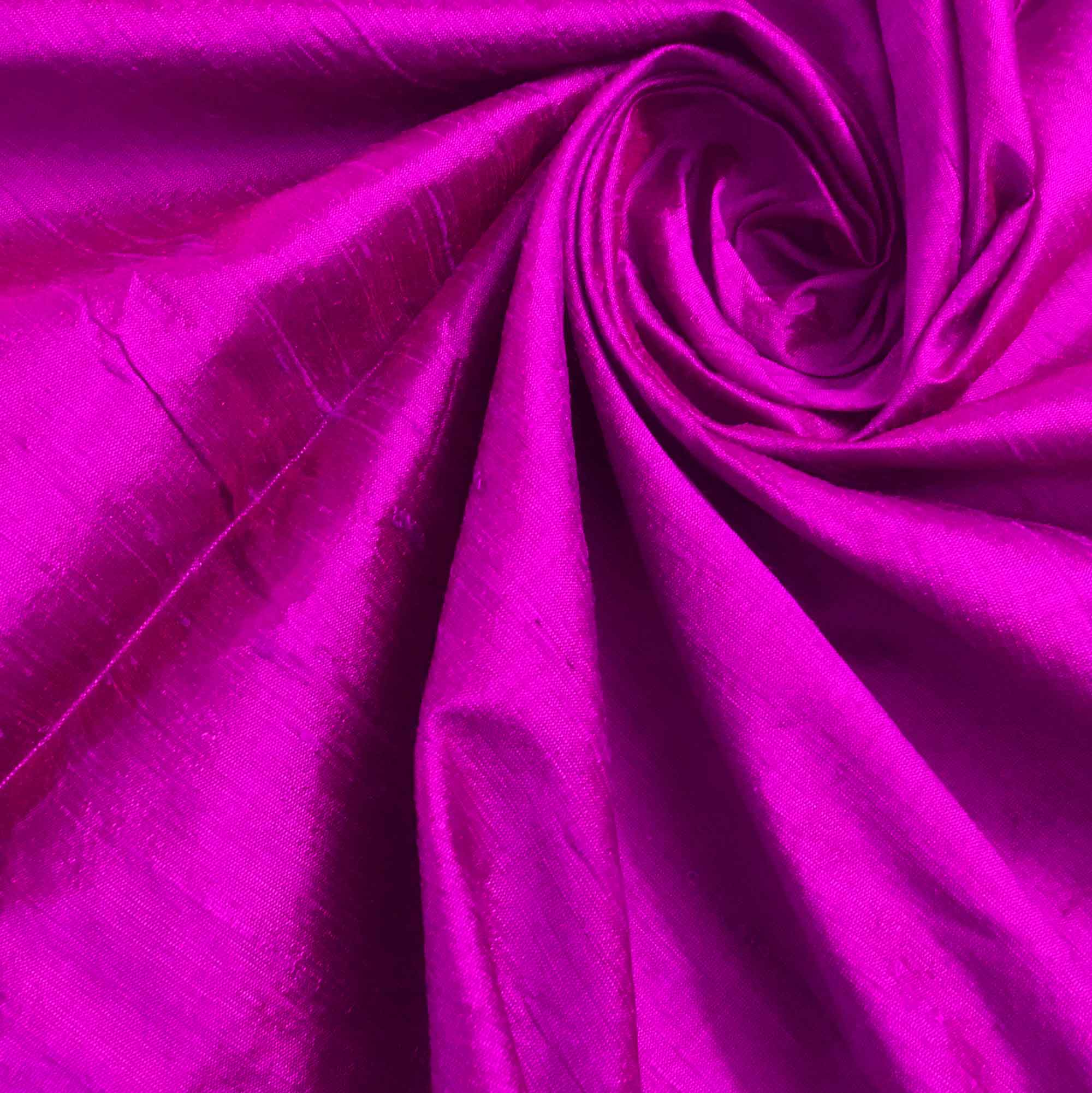 Magenta Fuchsia Pure Dupioni Silk Fabric 