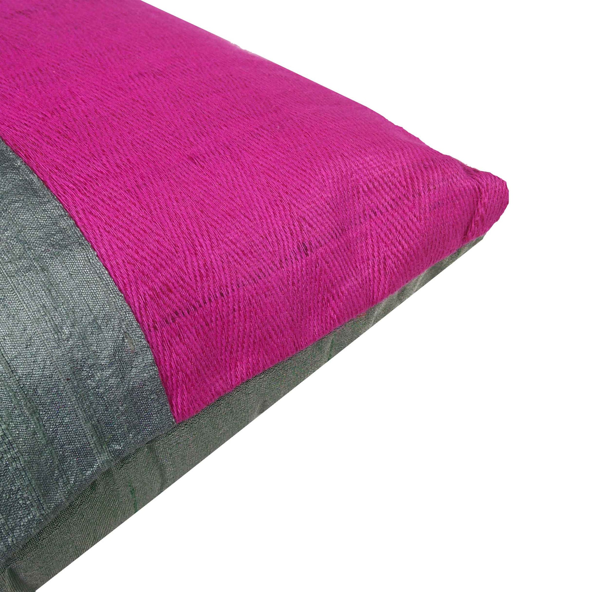 Mint and plum tussar silk cushion cover buy online from India