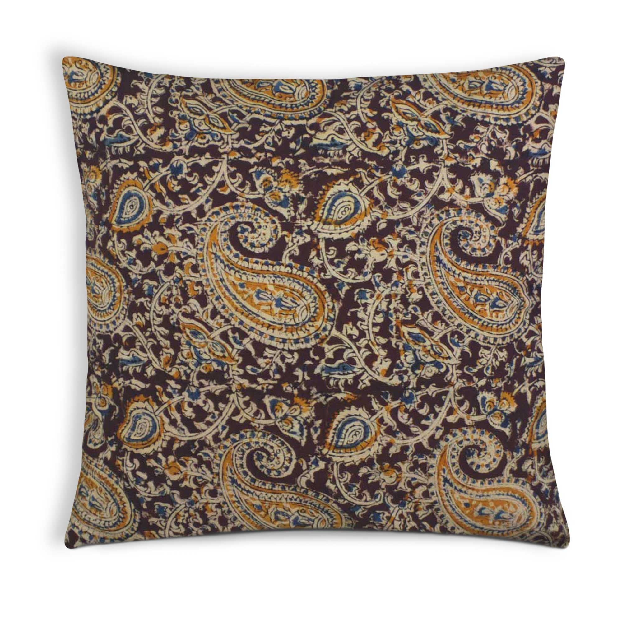 Mustard Kalamkari Cotton Pillow Cover Buy Online From DesiCrafts