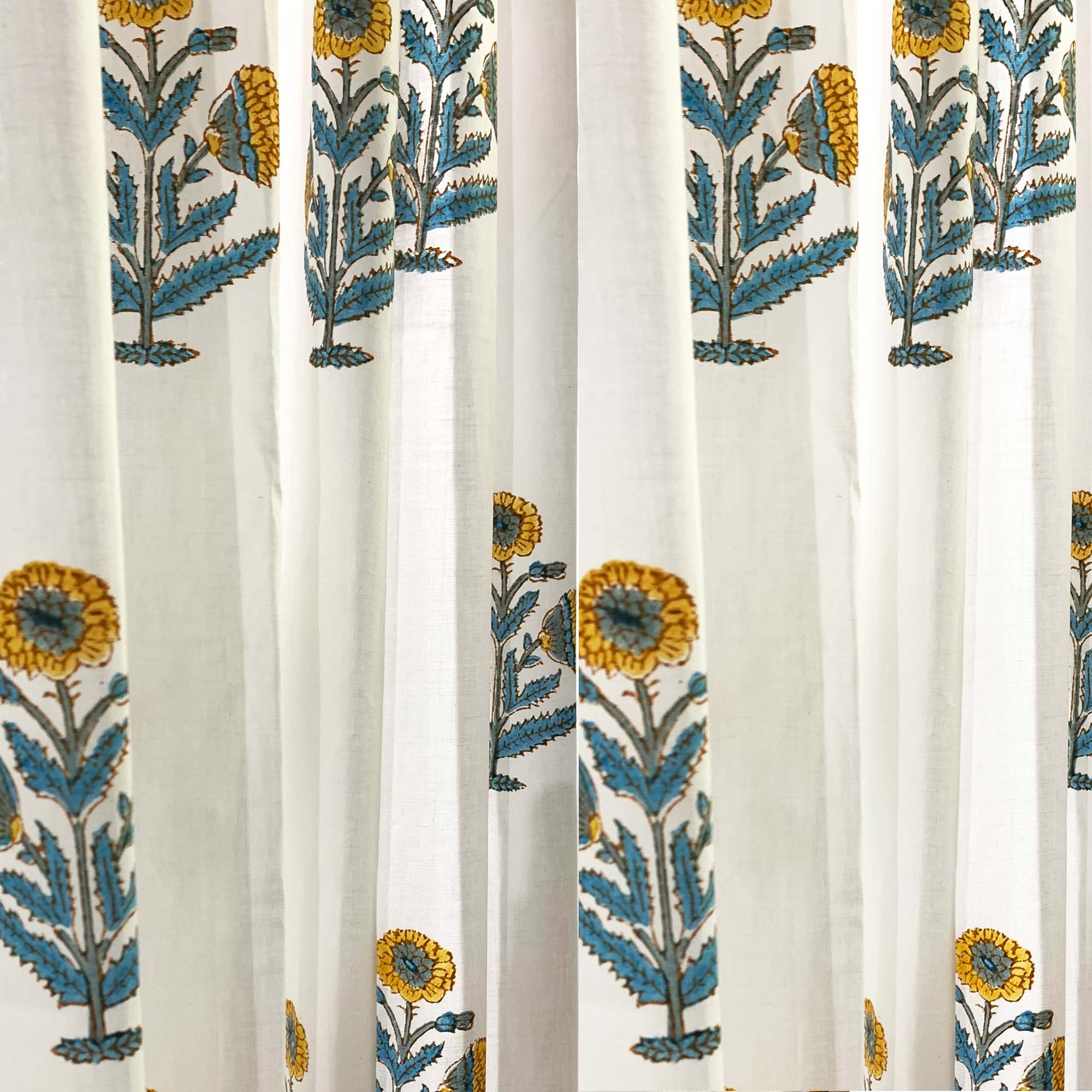 Hand Block Printed Cotton Curtain Set