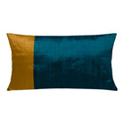 Teal and Mustard Raw Silk Lumbar Pillow Cover