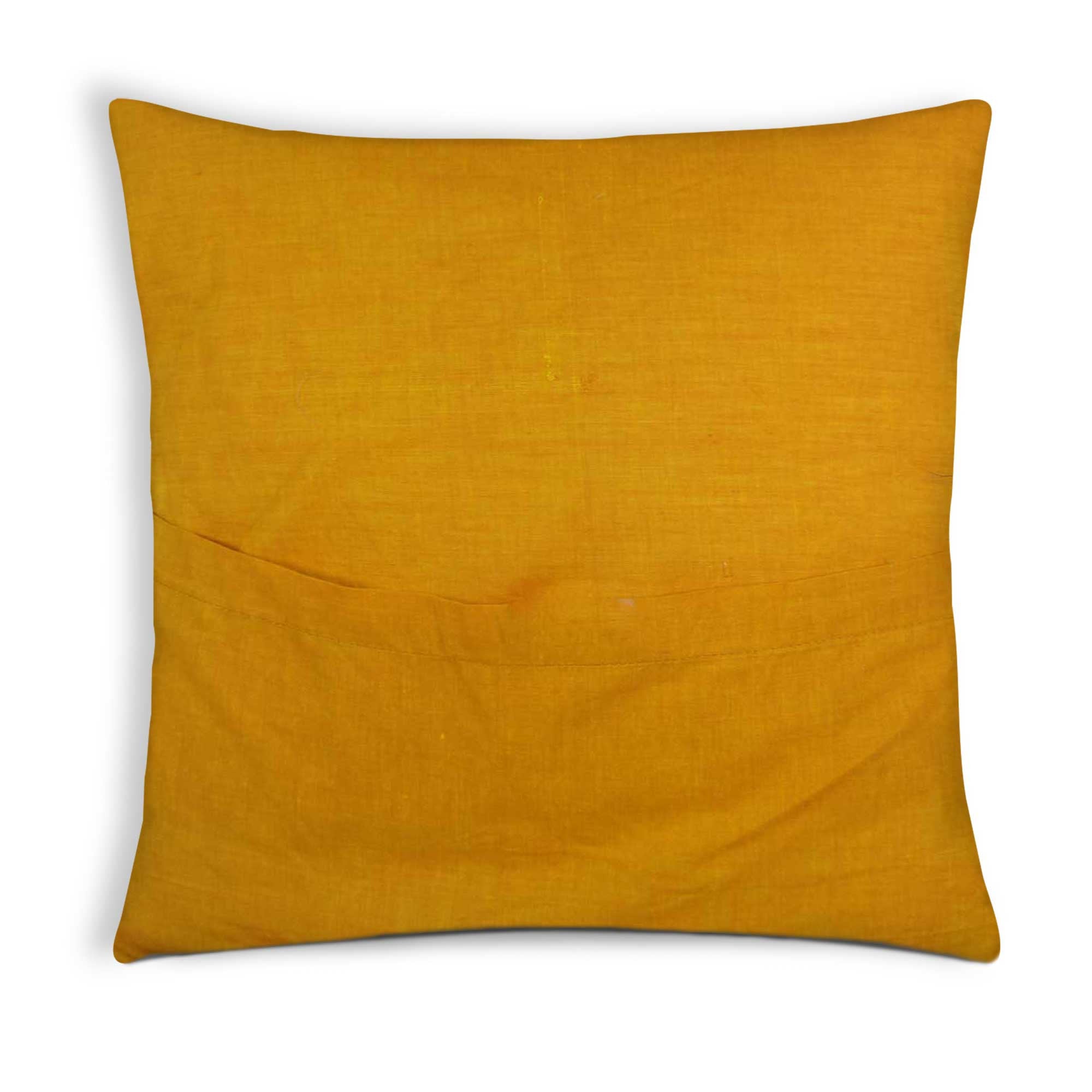 Mustard Kalamkari Cotton Pillow Cover 