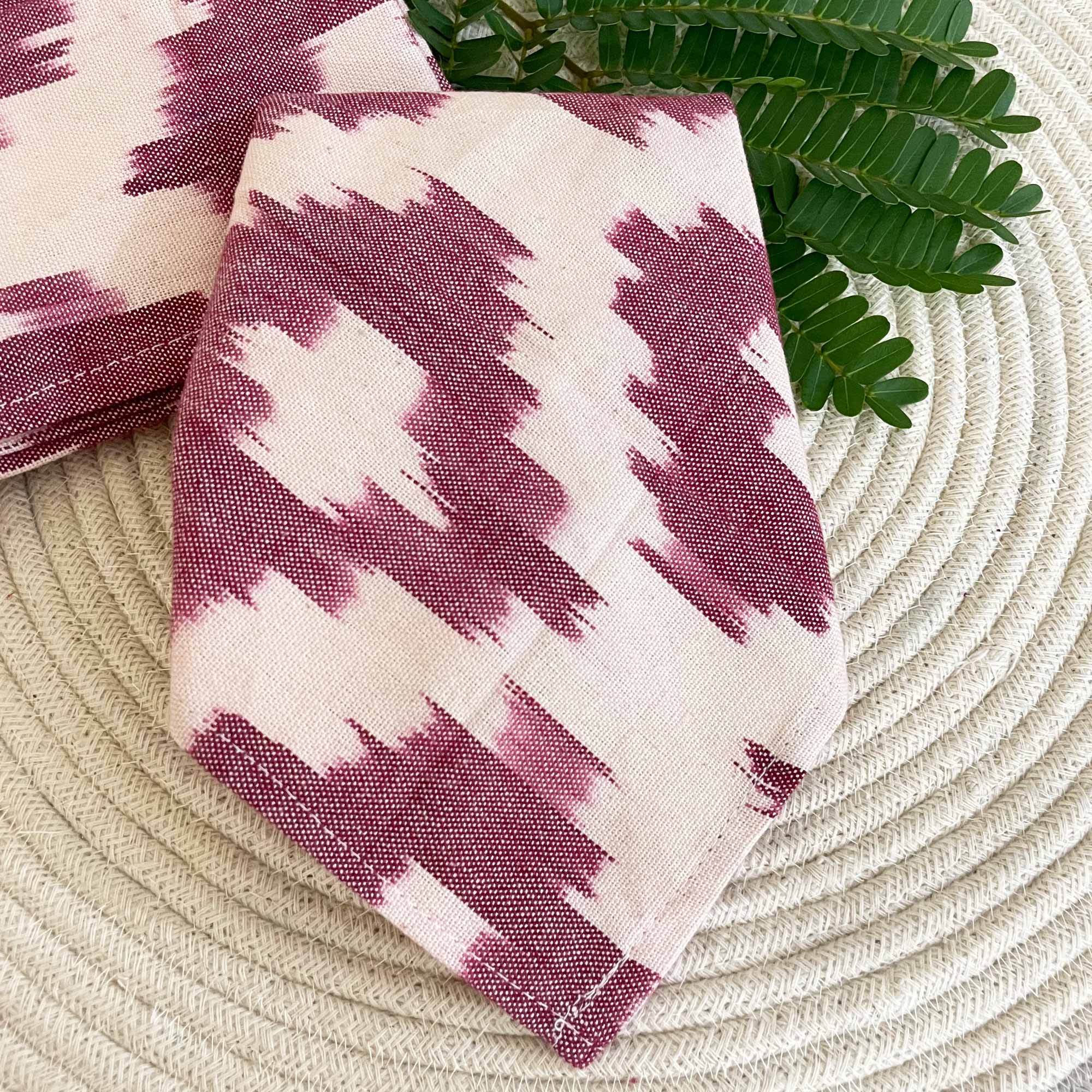 Handmade Plum Ikat Cotton Dinner Napkins Set