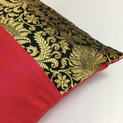 Black and Red Brocade Silk Throw Pillow Cover