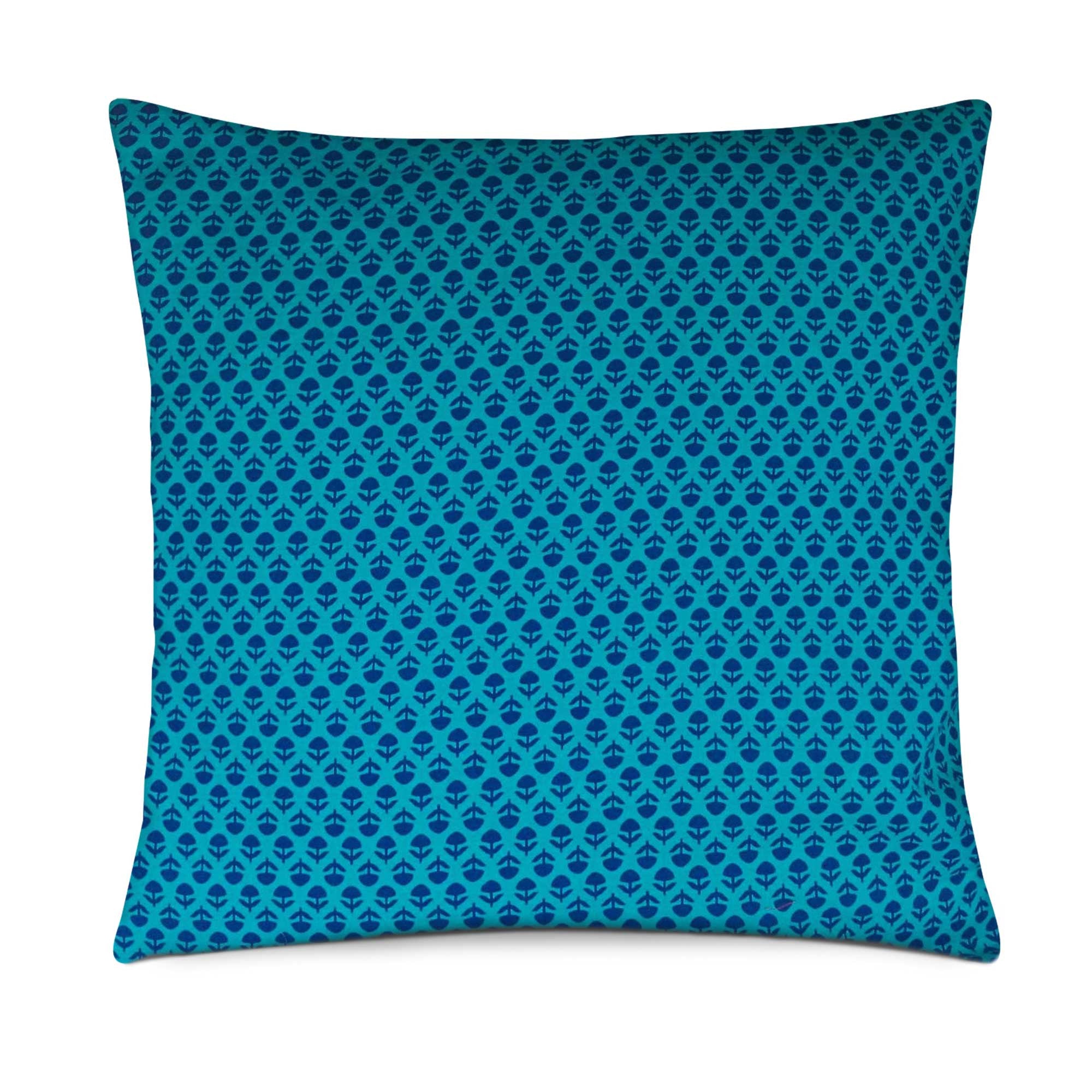 Teal and Navy cotton pillow cover buy online from DesiCrafts