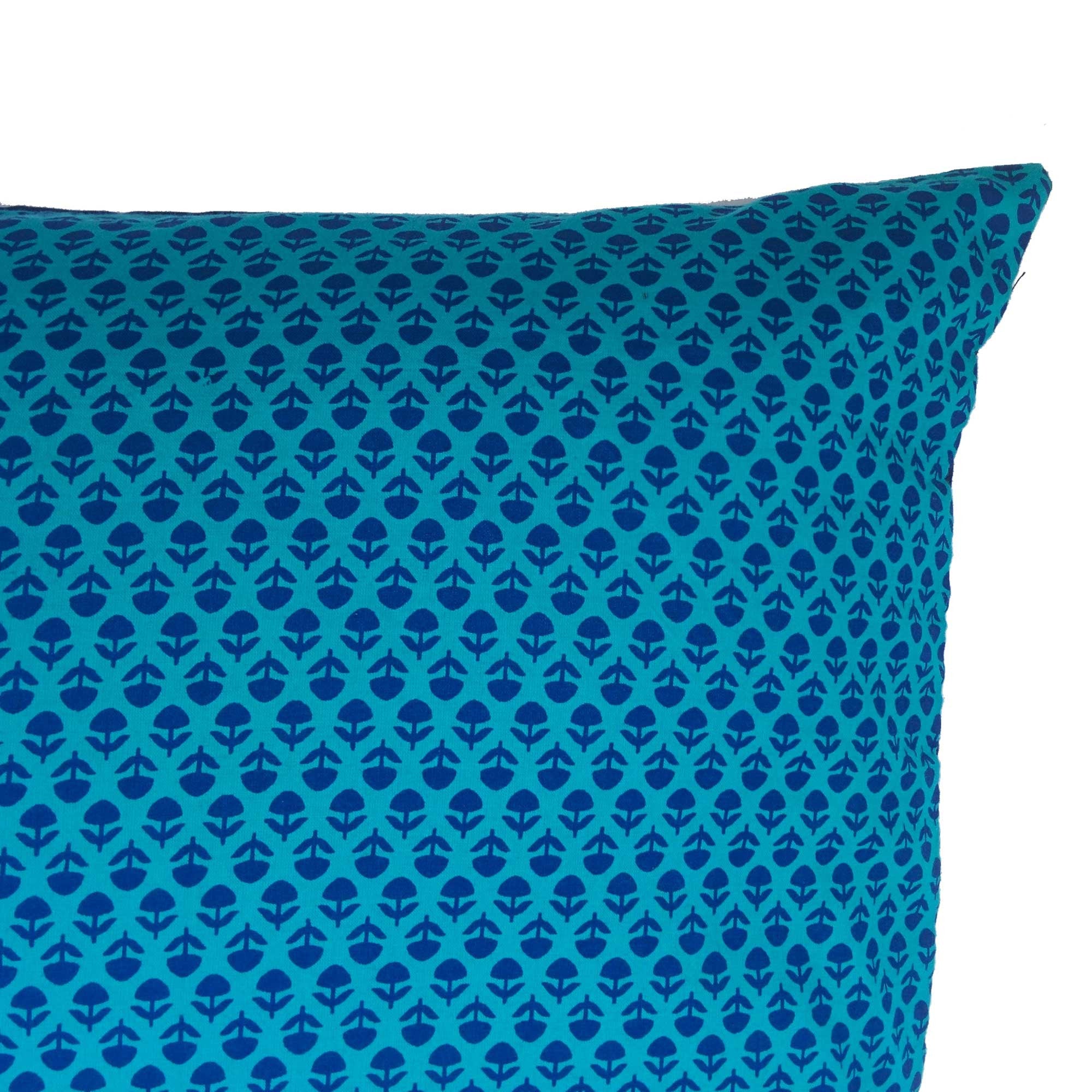 Teal and Navy cotton pillow cover buy online from India