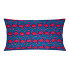 Teal and Red Pintucks Cotton Lumbar Pillow Cover