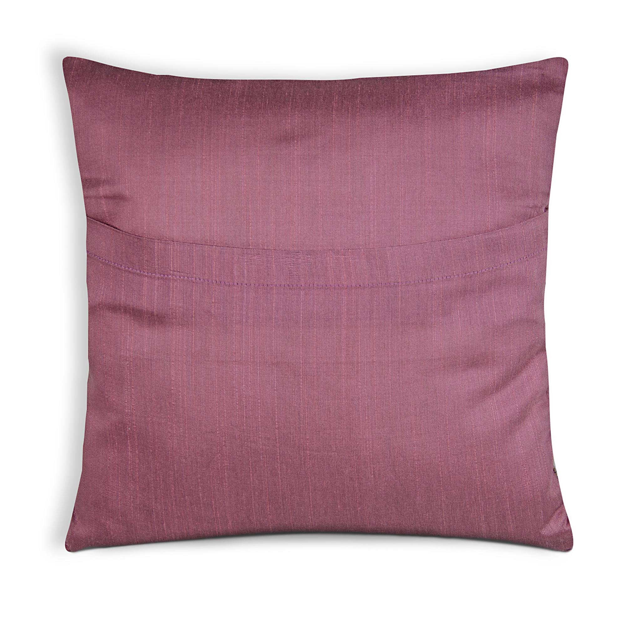 Mauve and Gold Floral Chanderi Silk Cushion Cover Buy Online From India