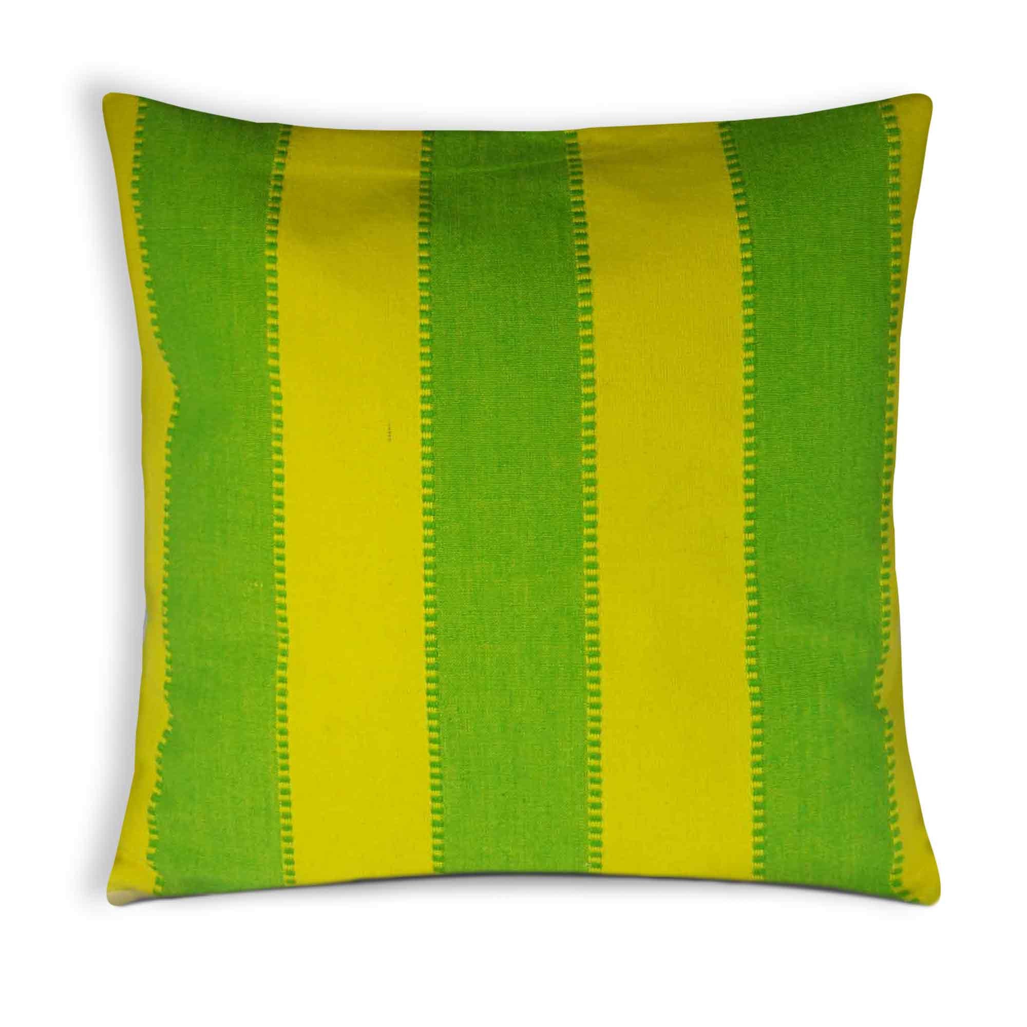 Spring green and yellow plaid cotton cushion cover buy online from DesiCrafts