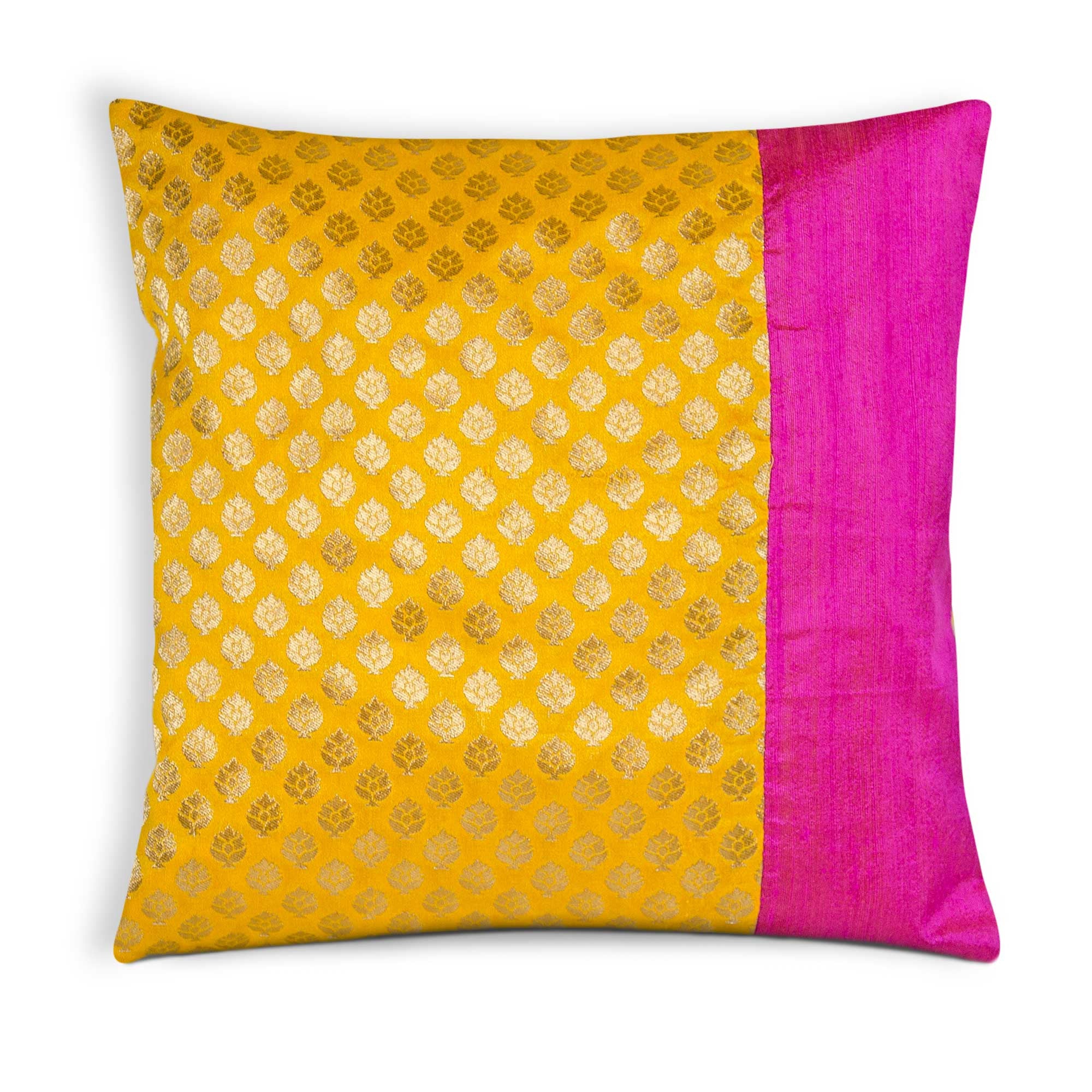 Hot pink and sunny yellow pillow cover